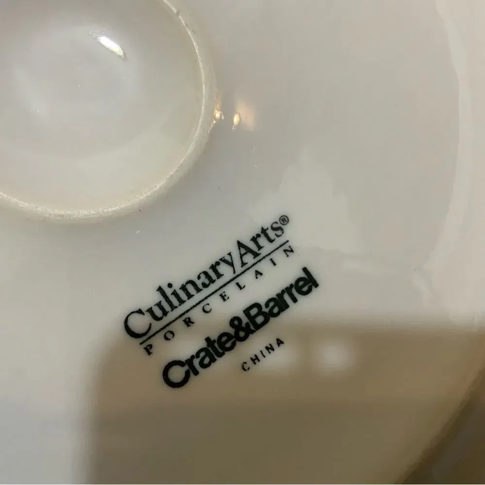Crate & Barrel Culinary Arts Set of 3 White Porcelain Deep Rim Dinner Plates